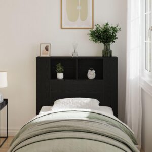 Sengegavl med opbevaring - sort eg, 120 cm
