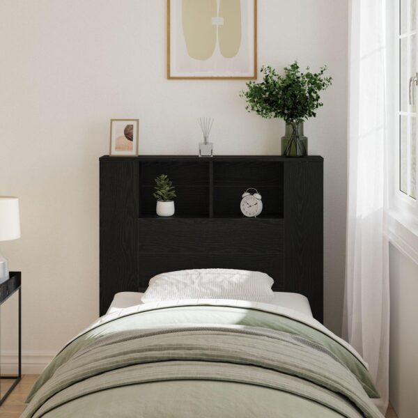 Sengegavl med opbevaring - sort eg, 120 cm