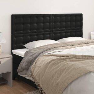 Sengegavl sort 160 x 5 x 118/128 cm i kunstlæder