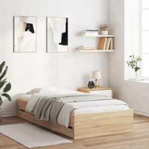 Sengeramme med 6 skuffer 100x200 cm - sonoma-eg