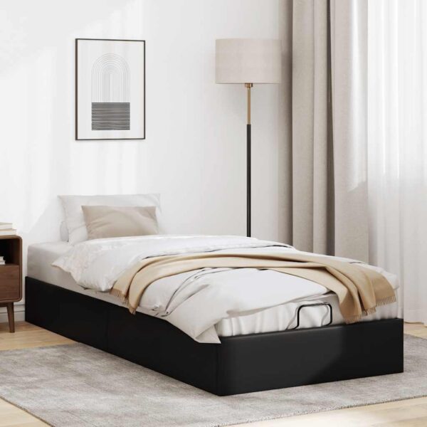 Sengeramme med opbevaring 80x200 cm - sort kunstlæder