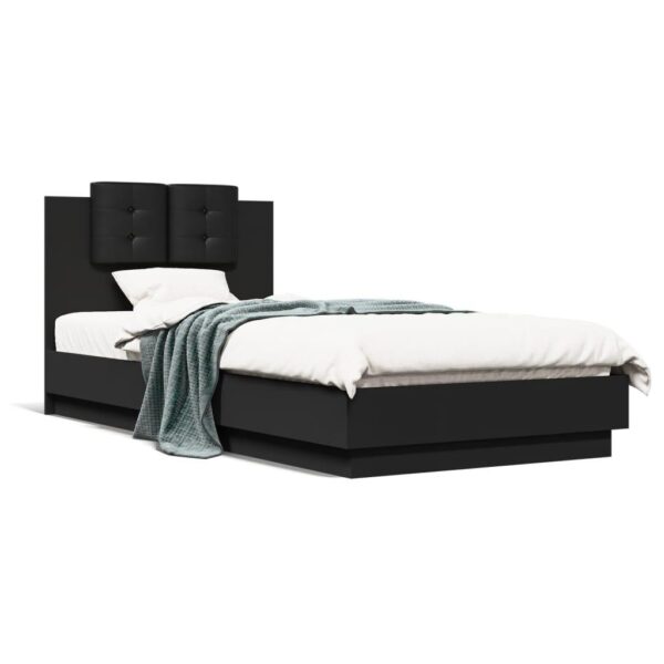 Sengeramme med sengegavl 90x200 cm - sort