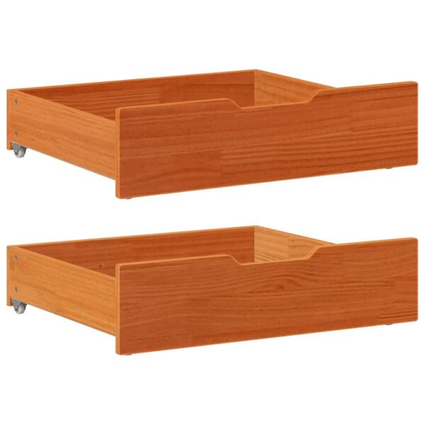 Sengeskuffer 2 stk. 75 x 55 x 17 cm massivt fyrretræ - gyldenbrun