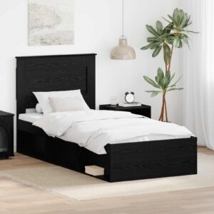 Sengestel i sort eg 75 x 190 cm med sengegavl