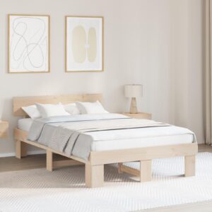 Sengestel med sengegavl 140 x 190 cm - naturfarvet fyrretræ