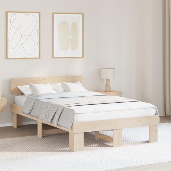 Sengestel med sengegavl 140 x 190 cm - naturfarvet fyrretræ