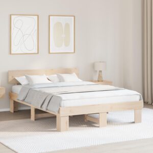 Sengestel med sengegavl i massiv fyrretræ 150 x 200 cm - naturfarvet