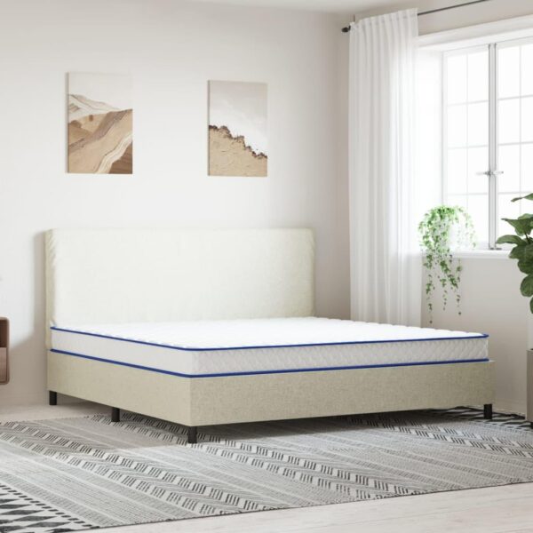 Skummadras 200 x 200 x 17 cm med memoryskum - blå/hvid