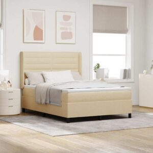 vidaXL Box spring seng med pude med hovedgærde Creme 200 x 140 cm Stof