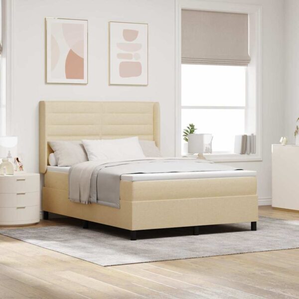 vidaXL Box spring seng med pude med hovedgærde Creme 200 x 140 cm Stof
