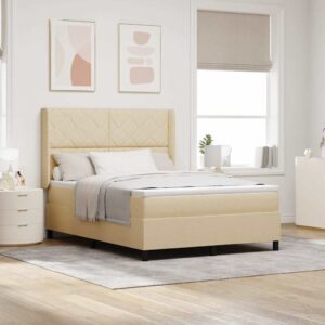 vidaXL Box spring seng med pude med hovedgærde Creme 200 x 160 cm Stof