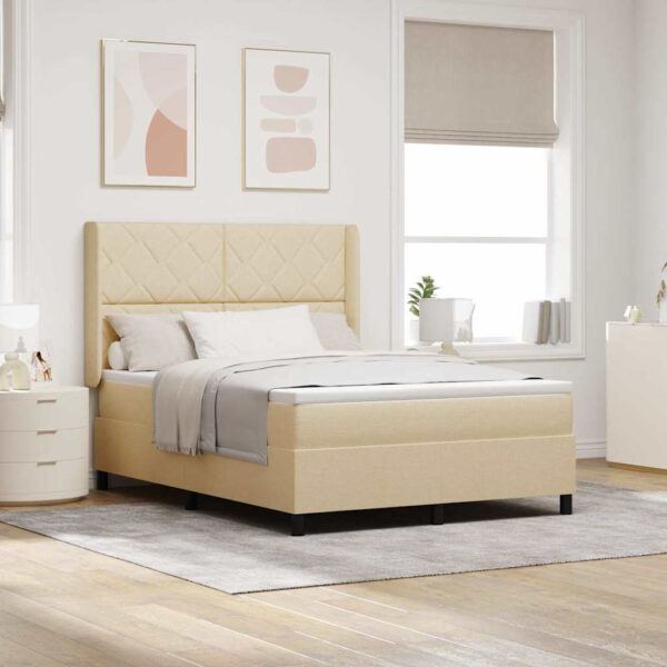 vidaXL Box spring seng med pude med hovedgærde Creme 200 x 160 cm Stof