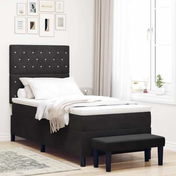 vidaXL Box spring seng med pude med hovedgærde Sort 200 x 100 cm Fløjl