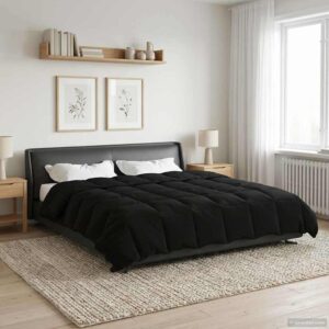 vidaXL Helårs dyne 200 x 220 cm Mikrofiber (100% polyester) Sort