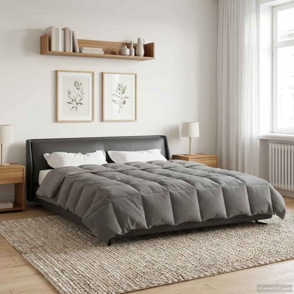 vidaXL Helårs dyne 220 x 260 cm Mikrofiber (100% polyester) Lysegrå