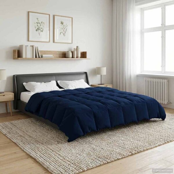 vidaXL Helårs dyne 220 x 260 cm Mikrofiber (100% polyester) Mørk blå
