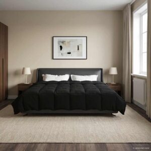 vidaXL Helårs dyne 240 x 220 cm Mikrofiber (100% polyester) Sort
