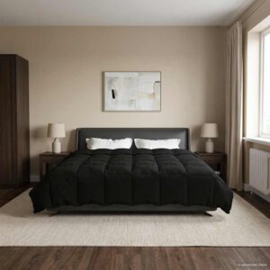 vidaXL Helårs dyne 240 x 260 cm Mikrofiber (100% polyester) Sort