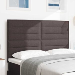 vidaXL LED sengegavl Mørk Brun Stof