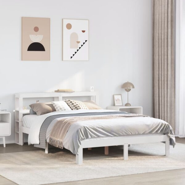 vidaXL Sengeramme med hovedgærde uden madras Hvid 120x200 cm