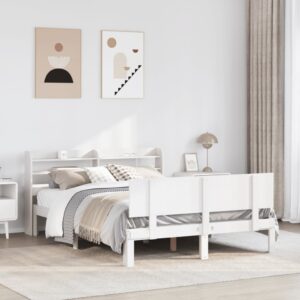 vidaXL Sengeramme med hovedgærde uden madras Hvid 140x200 cm