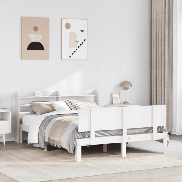 vidaXL Sengeramme med hovedgærde uden madras Hvid 140x200 cm