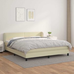 vidaXL kontinentalseng med madras 180x200 cm kunstlæder cremefarvet