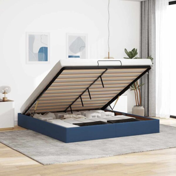 vidaXL osmannisk sengeramme uden madras 200x200 cm stof blå