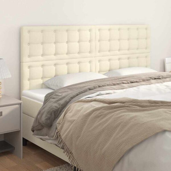 vidaXL sengegavl creme 160x5x118/128 cm kunstlæder