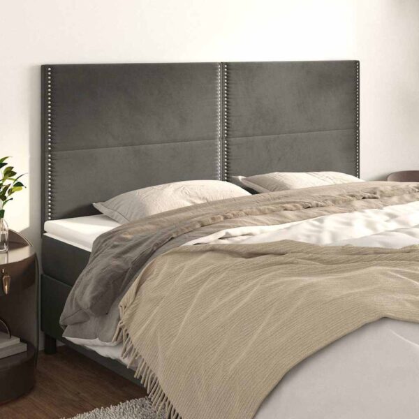 vidaXL sengegavl mørkegrå 160x5x118/128 cm fløjl
