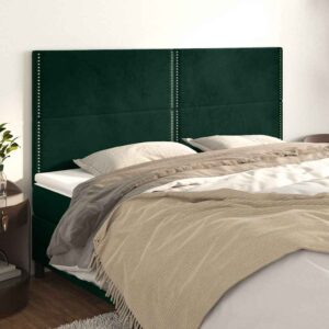 vidaXL sengegavl mørkegrøn 200x5x118/128 cm fløjl