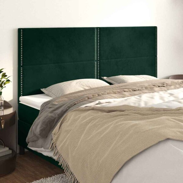 vidaXL sengegavl mørkegrøn 200x5x118/128 cm fløjl