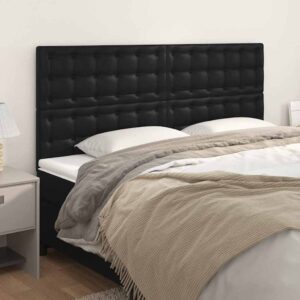 vidaXL sengegavl sort 160x5x118/128 cm kunstlæder