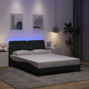 vidaXL sengeramme med LED uden madras 140x200 cm stof mørkegrå
