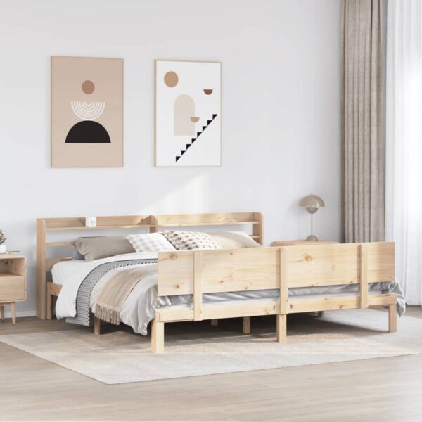 vidaXL sengeramme med sengegavl 200x200 cm massivt fyrretræ