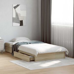 vidaXL sengeramme med skuffer 100x200 cm konstrueret træ sonoma-eg