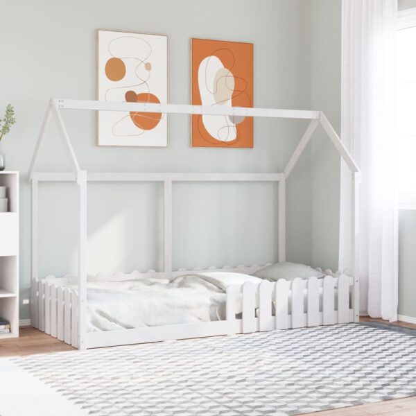 vidaXL sengeramme til husseng 90x200 cm massivt fyrretræ hvid