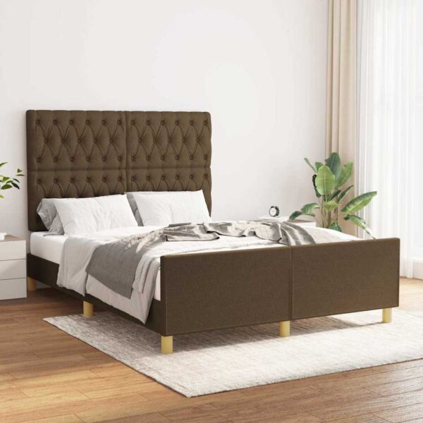 vidaXL sengeramme uden madras 140x200 cm stof mørkebrun
