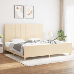 vidaXL sengeramme uden madras 200x200 cm stof cremefarvet