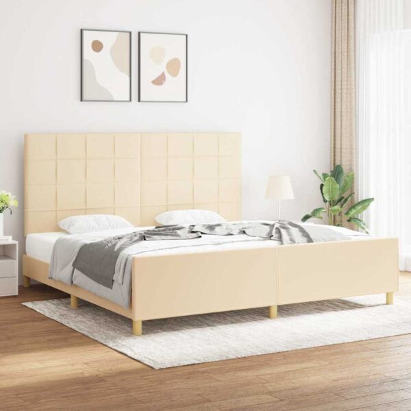 vidaXL sengeramme uden madras 200x200 cm stof cremefarvet