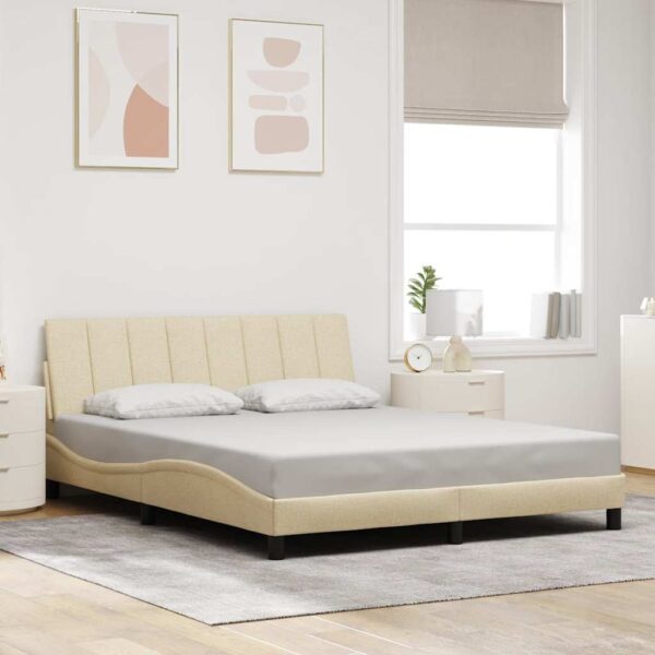 vidaXL sengeramme uden madras Hanko 160x200 cm stof cremefarvet